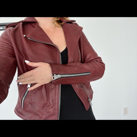 Red all saints leather jacket new with tags US 4 - Picture 2 of 8